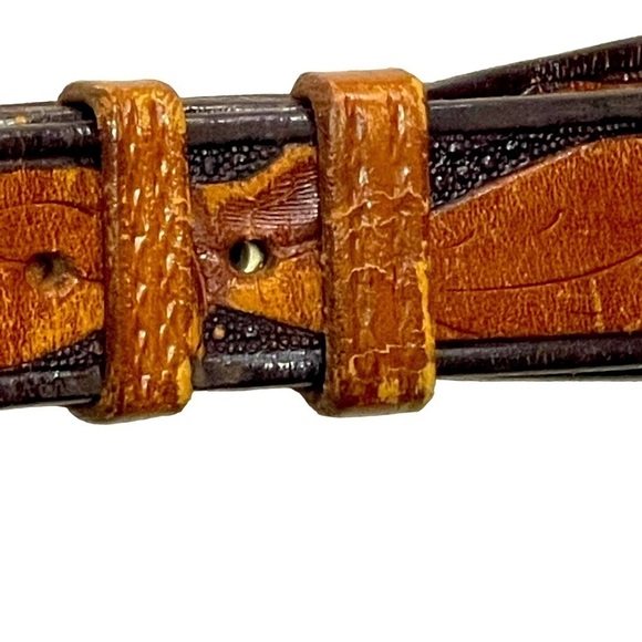 VTG‎ 30s 40s Kirwan-Neilson Floral Tooled Leather Belt Size 30 Cowgirl Western main image 12